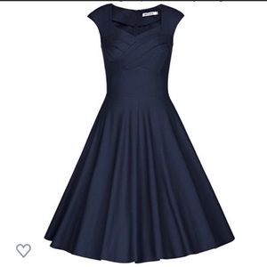 NWT Muxxn Retro Style navy blue Swing Dress